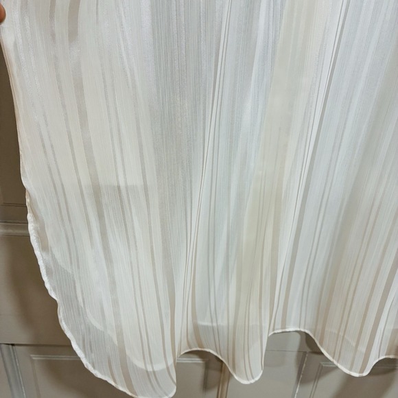 Zara Women Blouse XXL White Sheer Satin Trim Button Down Lightweight Oversized - Picture 7 of 16